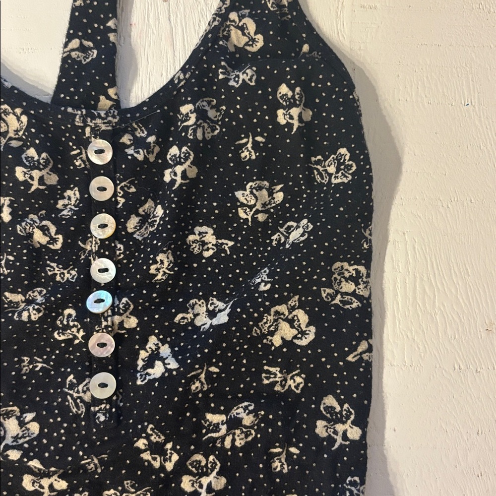 Obey Black and Cream Floral Top
